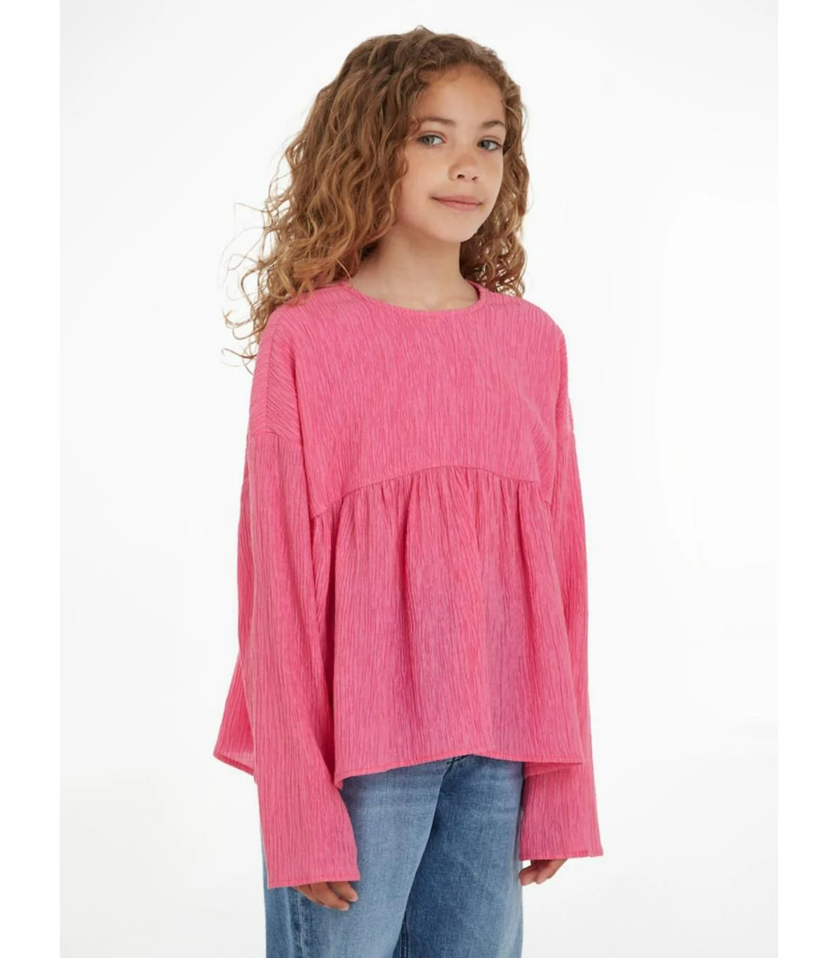 Calvin Klein - Girls' Crinkle Logo Badge Long Sleeve Top - Image 3