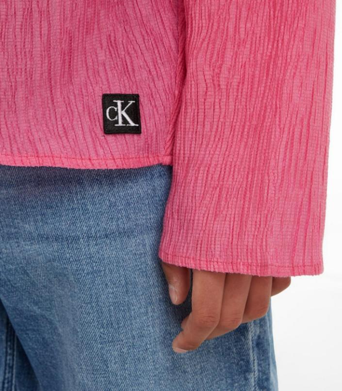 Calvin Klein - Girls' Crinkle Logo Badge Long Sleeve Top - Image 7